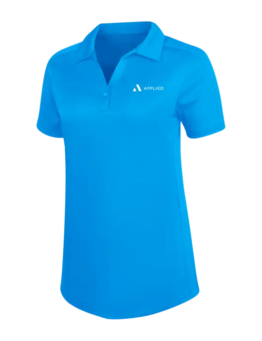 Womens Sapphire Blue Diamond Jacquard Polo w/Applied Logo