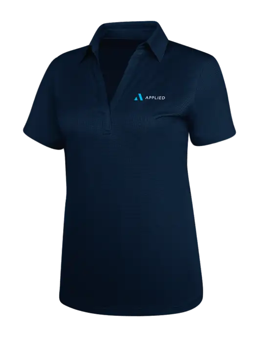 Navy Womens Performance Fine Jacquard Polo w/Applied Logo