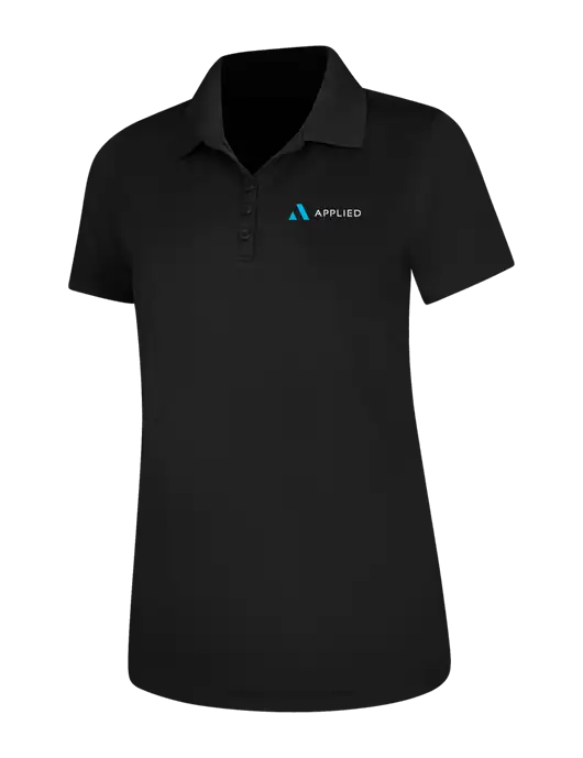 Black Womens Dry Zone UV Mesh Polo w/Applied Logo