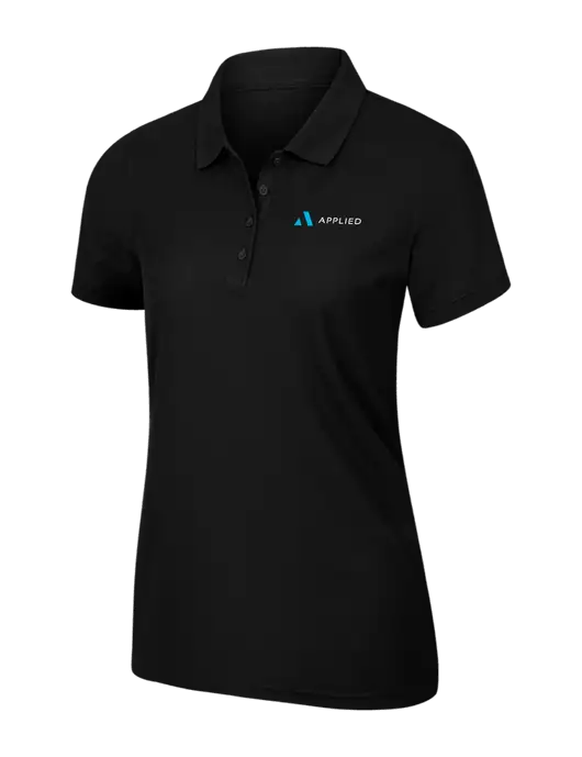 Womens Black Core Classic Pique Polo w/Applied Logo