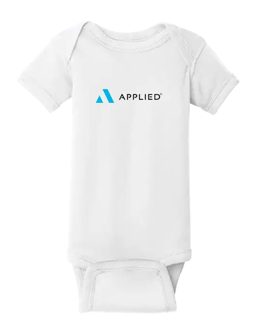 Rabbit Skins White Infant Short Sleeve Baby Rib Bodysuit w/Applied Logo