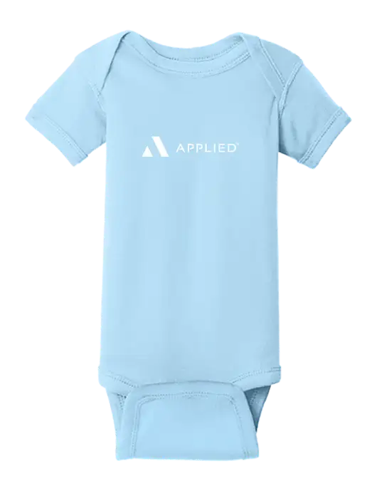 Rabbit Skins Light Blue Infant Short Sleeve Baby Rib Bodysuit w/Applied Logo