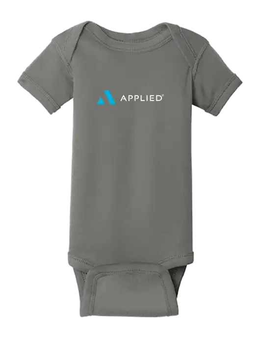 Rabbit Skins Charcoal Infant Short Sleeve Baby Rib Bodysuit w/Applied Logo
