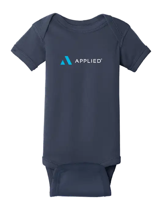 Rabbit Skins Navy Infant Short Sleeve Baby Rib Bodysuit w/Applied Logo