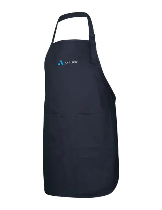 Full-Length Black Apron With Pockets w/Applied Logo