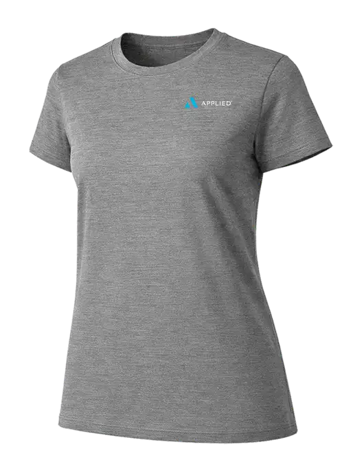 Womens Ring Spun Light Grey Heather 4.5 oz T-Shirt w/Applied Logo