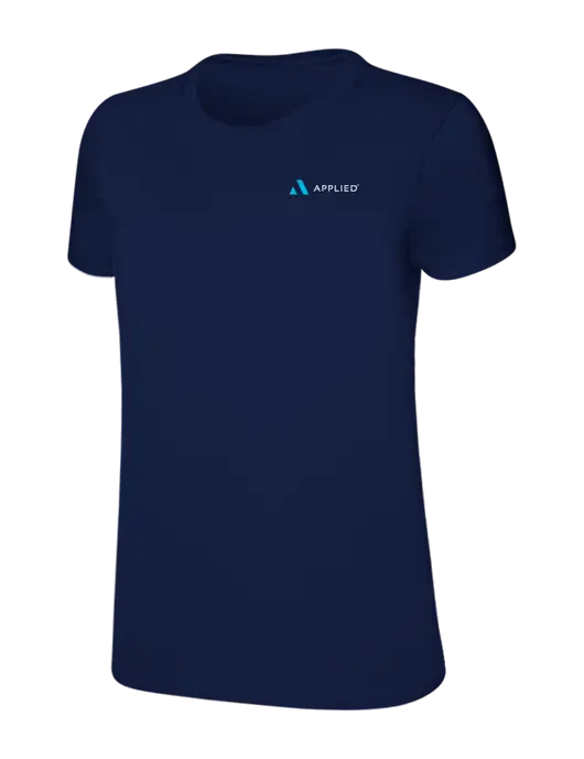 Womens Ring Spun Navy 4.5 oz T-Shirt w/Applied Logo