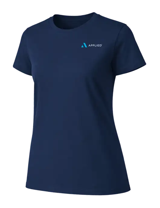 Womens Ring Spun Navy 4.5 oz T-Shirt w/Applied Logo
