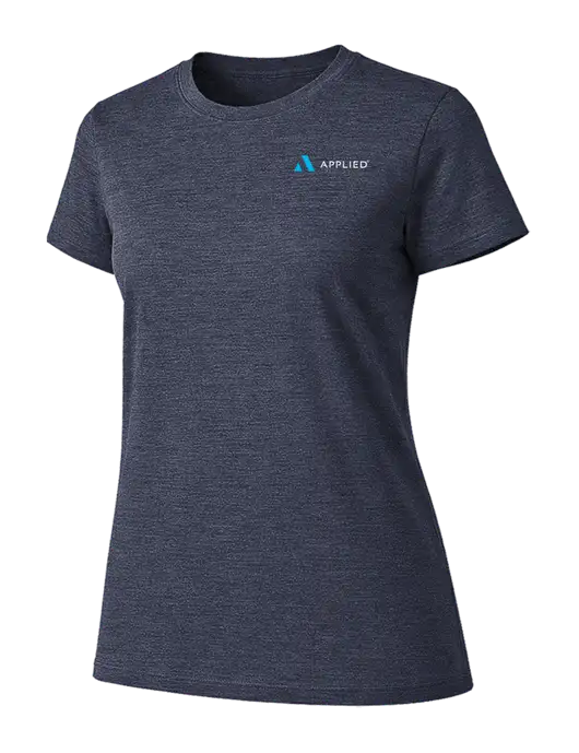 Womens Ring Spun Heather Navy 4.5 oz T-Shirt w/Applied Logo