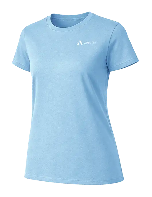 Womens Ring Spun Light Blue 4.5 oz T-Shirt w/Applied Logo
