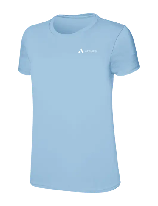 Womens Ring Spun Light Blue 4.5 oz T-Shirt w/Applied Logo