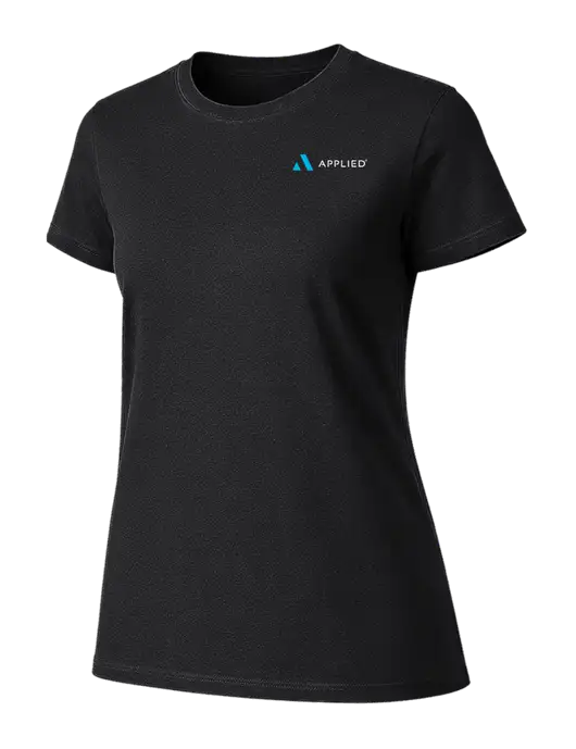 Womens Ring Spun Jet Black 4.5 oz T-Shirt w/Applied Logo