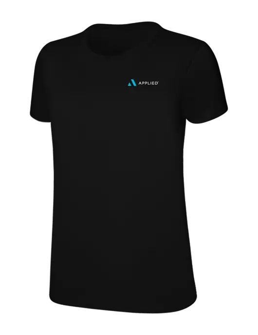 Womens Ring Spun Jet Black 4.5 oz T-Shirt w/Applied Logo