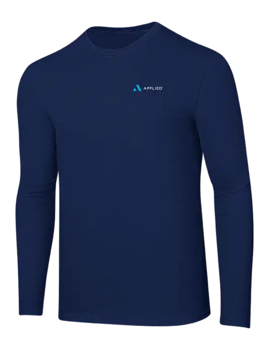 Ring Spun Navy 4.5 oz Long Sleeve T-Shirt w/Applied Logo