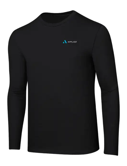 Ring Spun Jet Black 4.5 oz Long Sleeve T-Shirt w/Applied Logo