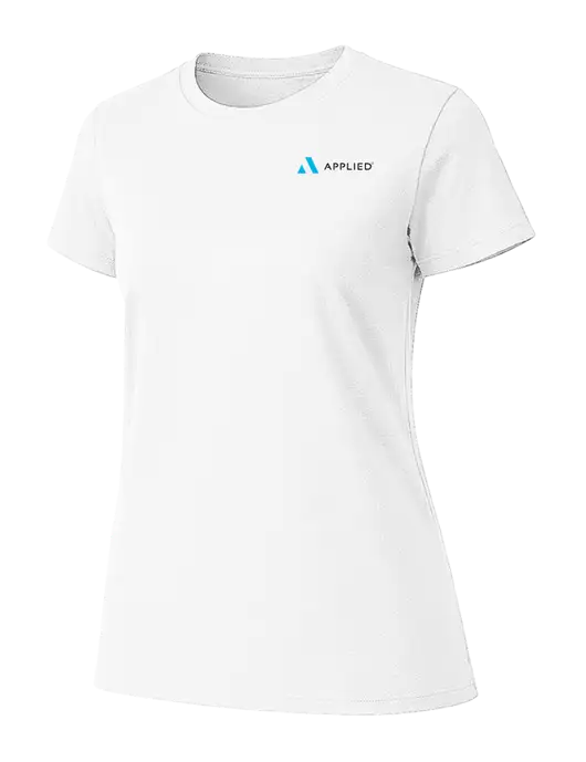 Womens Ring Spun White 4.5 oz T-Shirt w/Applied Logo