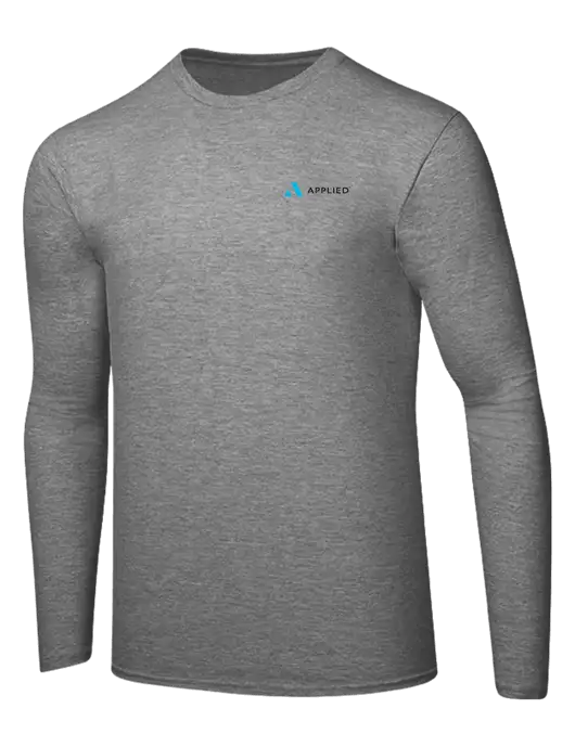 Ring Spun Light Heather Grey 4.5 oz Long Sleeve T-Shirt w/Applied Logo