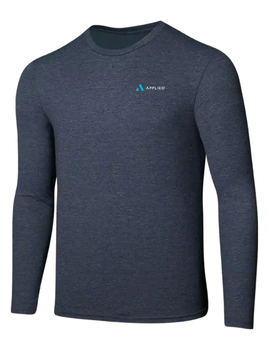 Seriously Soft Heathered Navy Long Sleeve T-Shirt w/Applied Logo