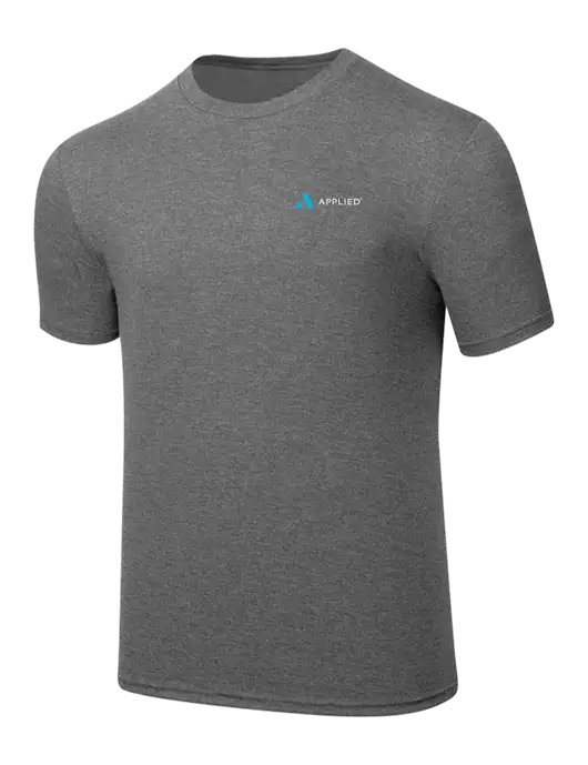 Simply Soft Heathered Medium Grey 4.5oz  Poly/Combed Ring Spun Cotton T-Shirt w/Applied Logo