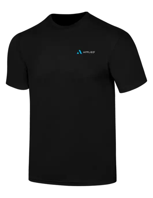 Simply Soft Black 4.5oz  Poly/Combed Ring Spun Cotton T-Shirt w/Applied Logo