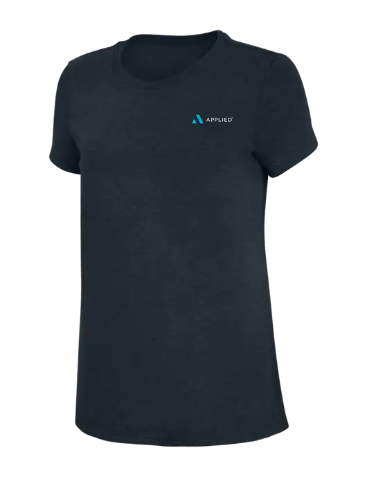 Womens Simply Soft Navy 4.5oz Poly/Combed Ring Spun Cotton T-Shirt w/Applied Logo