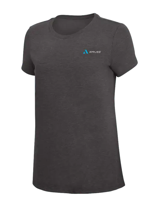 Womens Simply Soft Heather Charcoal 4.5oz  Poly/Combed Ring Spun Cotton T-Shirt w/Applied Logo