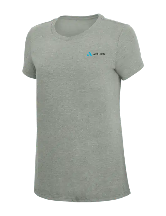 Womens Simply Soft Grey Frost 4.5oz  Poly/Combed Ring Spun Cotton T-Shirt w/Applied Logo