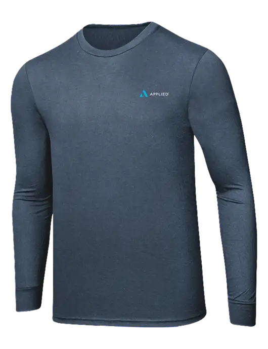 Simply Soft Long Sleeve Navy Frost 4.5 oz, Poly/Combed Ring Spun Cotton T-Shirt w/Applied Logo