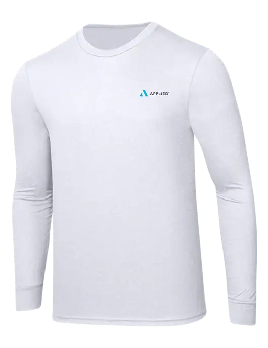 Simply Soft Long Sleeve White 4.5 oz, Poly/Combed Ring Spun Cotton T-Shirt w/Applied Logo