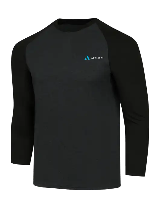 Simply Soft 3/4 Sleeve Black/Black Frost Ring Spun Cotton T-Shirt w/Applied Logo