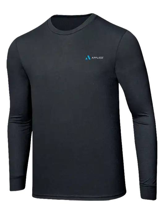 Simply Soft Long Sleeve Black Frost 4.5 oz, Poly/Combed Ring Spun Cotton T-Shirt w/Applied Logo