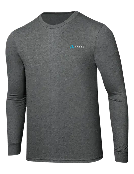 Simply Soft Long Sleeve Medium Grey Frost 4.5 oz, Poly/Combed Ring Spun Cotton T-Shirt w/Applied Logo