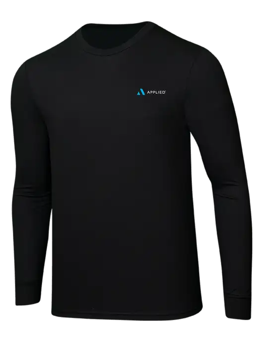 Simply Soft Long Sleeve Black 4.5 oz, Poly/Combed Ring Spun Cotton T-Shirt w/Applied Logo