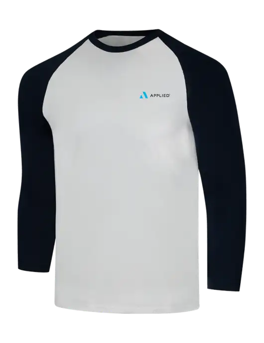 Simply Soft 3/4 Sleeve Black/White Ring Spun Cotton T-Shirt w/Applied Logo