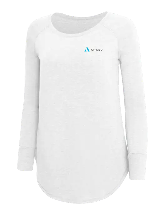 Womens Perfect Wide Collar Tunic Tri-Blend White 4.5 oz T-Shirt w/Applied Logo