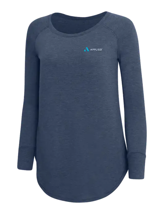 Womens Perfect Wide Collar Tunic Tri-Blend Navy Frost 4.5 oz T-Shirt w/Applied Logo