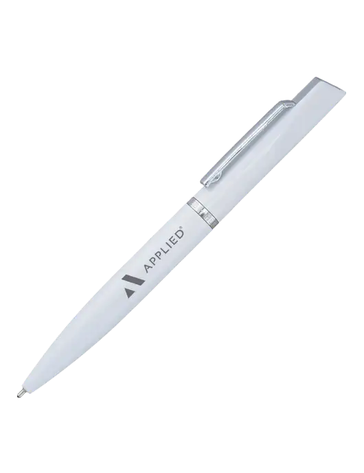 Santos White Pen - Black Ink w/Applied Logo