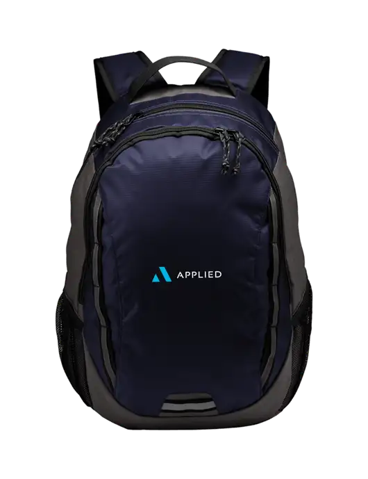 Ridge Deep Navy/Dark Charcoal Laptop Backpack w/Applied Logo