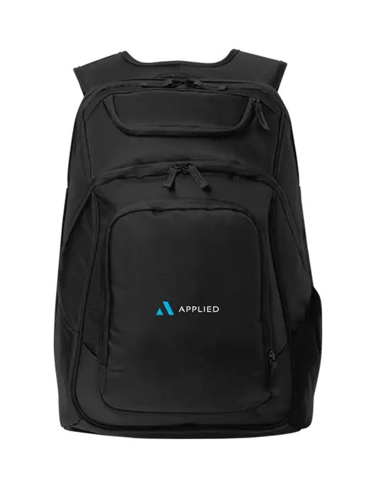 Executive Black Laptop Backpack w/Applied Logo