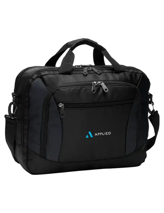 Commuter Black Laptop Briefcase w/Applied Logo