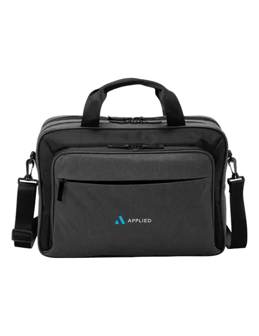 Travel Exec Graphite Heather/Black Laptop Briefcase w/Applied Logo