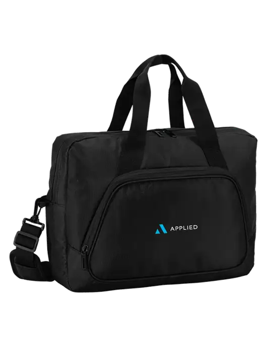 City Black Laptop Briefcase w/Applied Logo