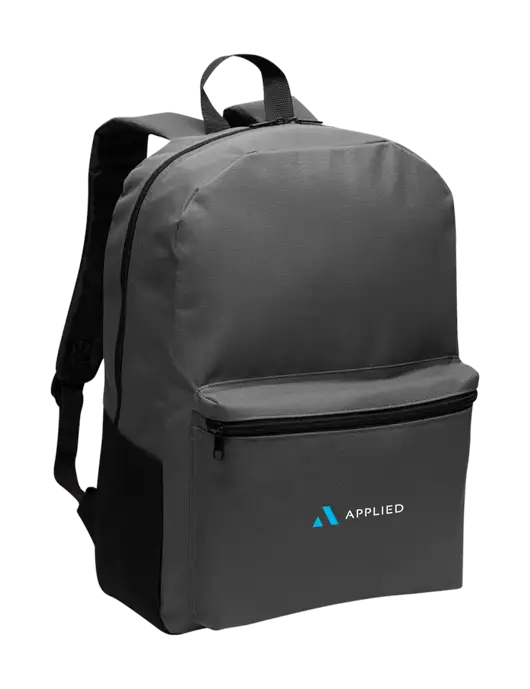 Casual Dark Charcoal Lightweight Laptop Backpack w/Applied Logo