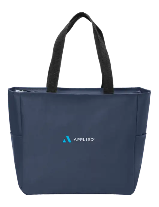 Everyday Navy Zip Tote  w/Applied Logo