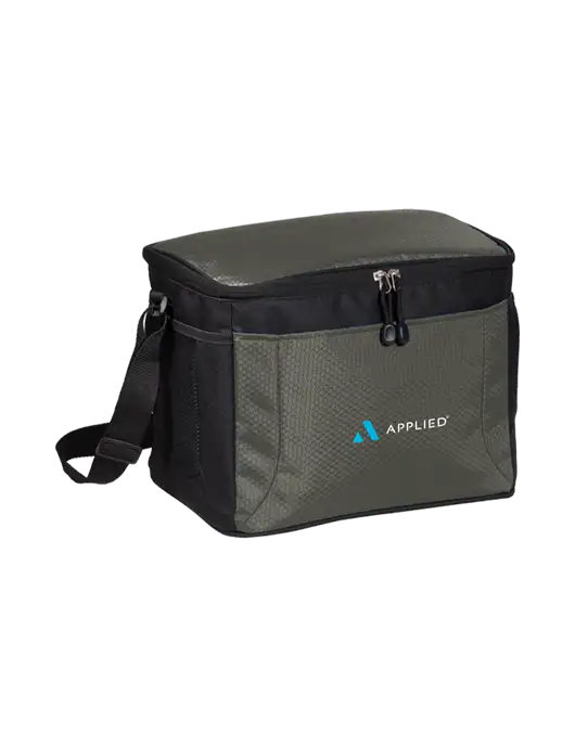 12 Can Grey/Black Cube Cooler w/Applied Logo