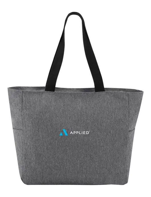 Everyday Heather Grey Zip Tote  w/Applied Logo