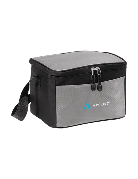 6 Can Grey/Black Cube Cooler w/Applied Logo