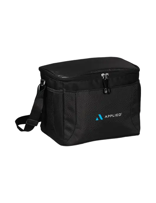 12 Can Black/Black Cube Cooler  w/Applied Logo