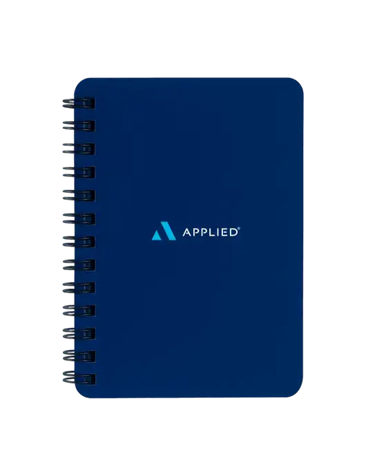 Sturdy Navy Blue Hardcover Notebook, 5.25 x 7 w/Applied Logo
