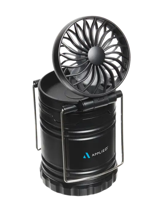 Black Retro Lantern with Fan w/Applied Logo